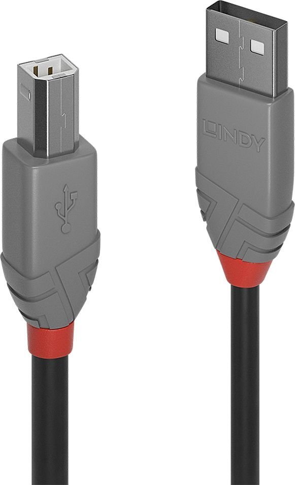 CABLE USB2 A-B 0.2M/ANTHRA 36670 LINDY kaina ir informacija | Laidai telefonams | pigu.lt