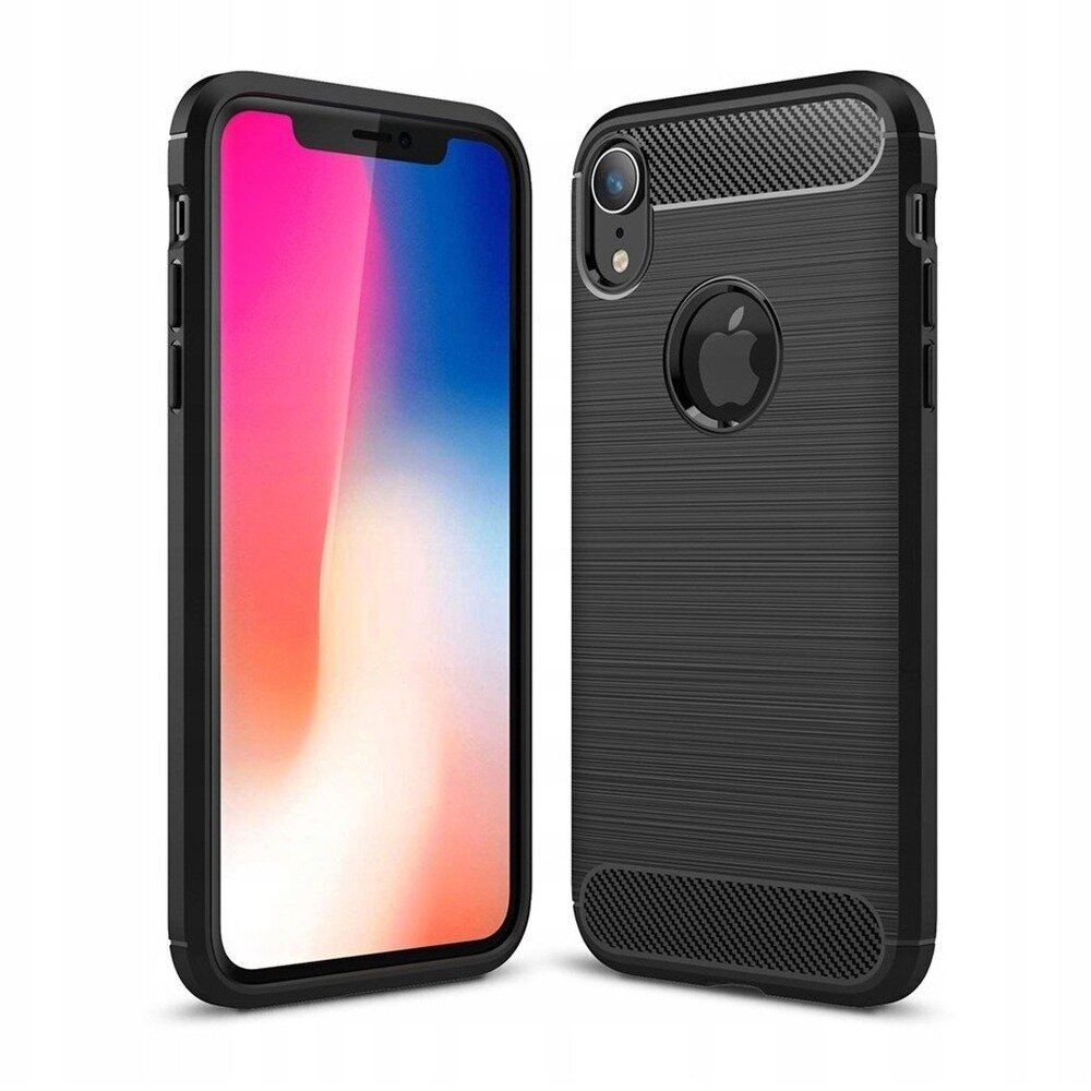 Dėklas Forcell Carbon skirtas iPhone XR, juoda цена и информация | Telefono dėklai | pigu.lt