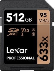 Lexar 512GB 633X Professional SDXC UHS-1 цена и информация | Карты памяти для телефонов | pigu.lt