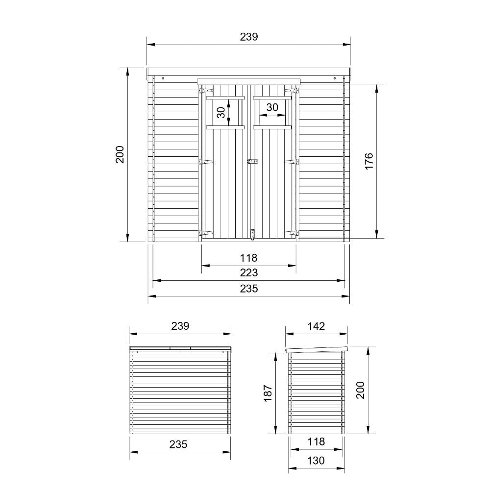 Medinis sodo namelis Timbela M310 - A200 x 239 x 142 cm, rudas kaina ir informacija | Sodo nameliai, malkinės, pastogės | pigu.lt