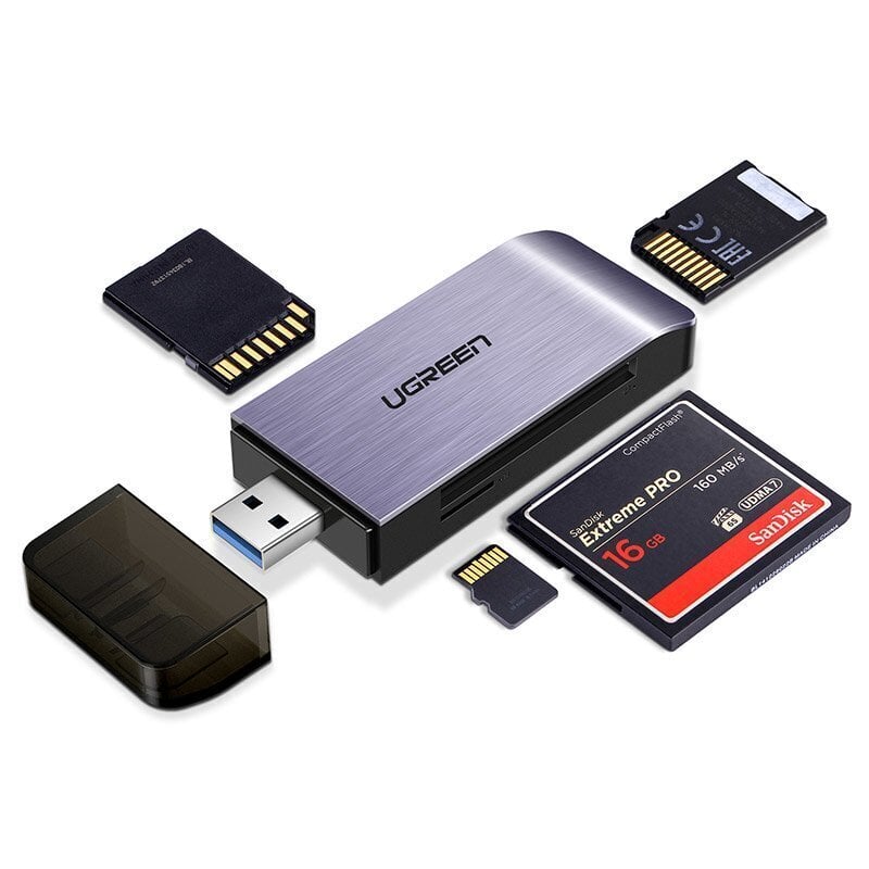 SD kortelių skaitytuvas Ugreen USB 3.0 SD / micro, pilkas (50541) kaina ir informacija | Adapteriai, USB šakotuvai | pigu.lt