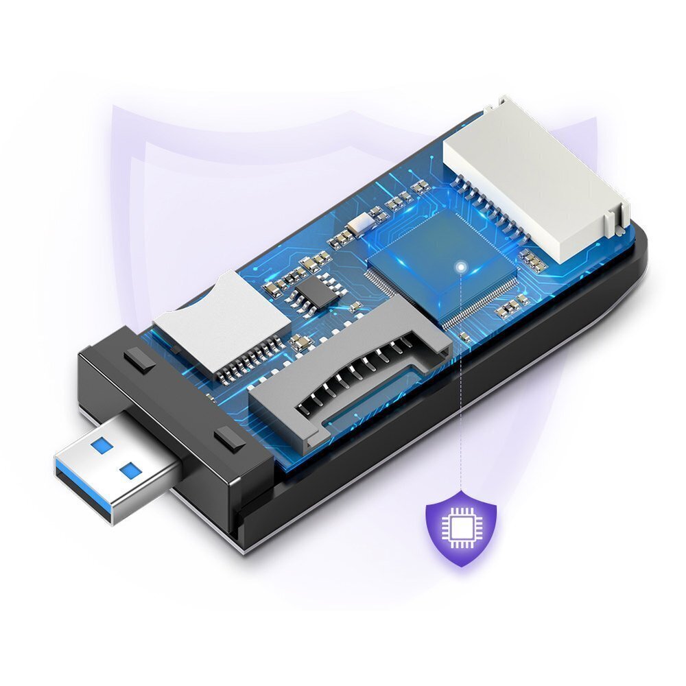 SD kortelių skaitytuvas Ugreen USB 3.0 SD / micro, pilkas (50541) kaina ir informacija | Adapteriai, USB šakotuvai | pigu.lt