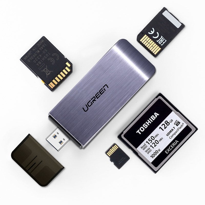 SD kortelių skaitytuvas Ugreen USB 3.0 SD / micro, pilkas (50541) kaina ir informacija | Adapteriai, USB šakotuvai | pigu.lt