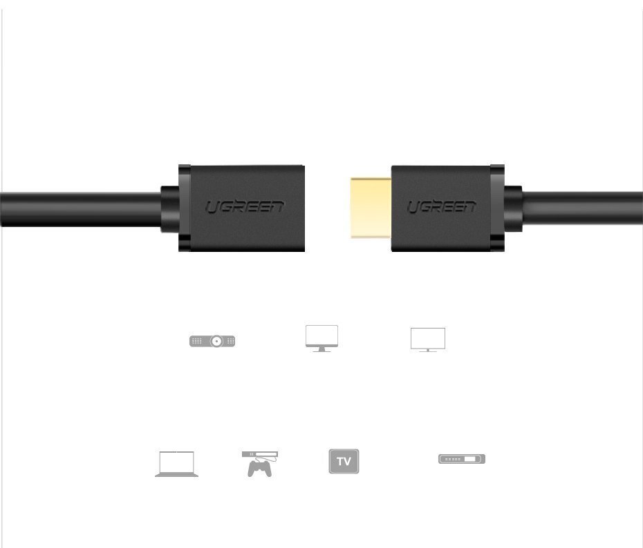 Ugreen HD107, HDMI, 2 m kaina ir informacija | Kabeliai ir laidai | pigu.lt