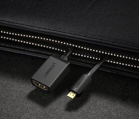 Видеоадаптер Ugreen  micro HDMI to HDMI, 20 см, черный цена и информация | Адаптеры, USB-разветвители | pigu.lt