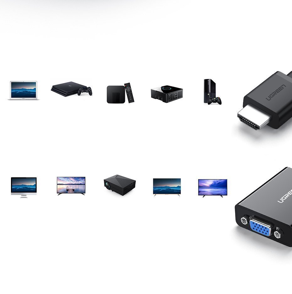 Ugreen MM103 HDMI į VGA kaina ir informacija | Adapteriai, USB šakotuvai | pigu.lt