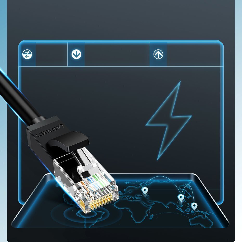 Ugreen NW102 tinklo laidas RJ45, Cat.6, UTP, 5 m, juodas цена и информация | Kabeliai ir laidai | pigu.lt