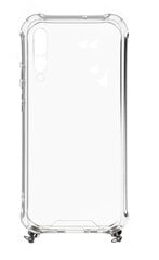 Evelatus Samsung A50 Silicone TPU Transparent with Necklace Strap Silver kaina ir informacija | Telefono dėklai | pigu.lt