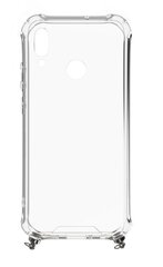 Evelatus Huawei P Smart 2019 Silicone TPU Transparent with Necklace Strap Silver kaina ir informacija | Telefono dėklai | pigu.lt