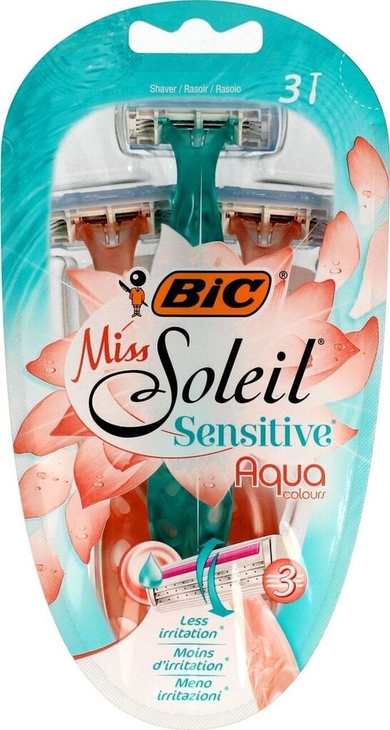 Vienkartiniai skustuvai Bic Miss Soleil Sensitive 3 vnt kaina ir informacija | Skutimosi priemonės ir kosmetika | pigu.lt