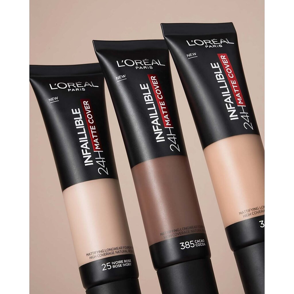 Makiažo pagrindas L’Oreal Paris Infallible Matte Cover 130 True Beige, 30ml цена и информация | Makiažo pagrindai, pudros | pigu.lt