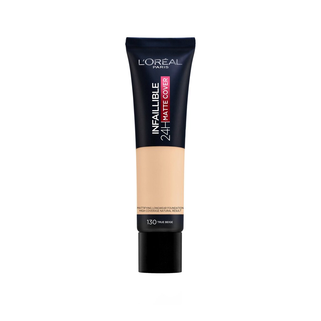 Makiažo pagrindas L’Oreal Paris Infallible Matte Cover 130 True Beige, 30ml цена и информация | Makiažo pagrindai, pudros | pigu.lt