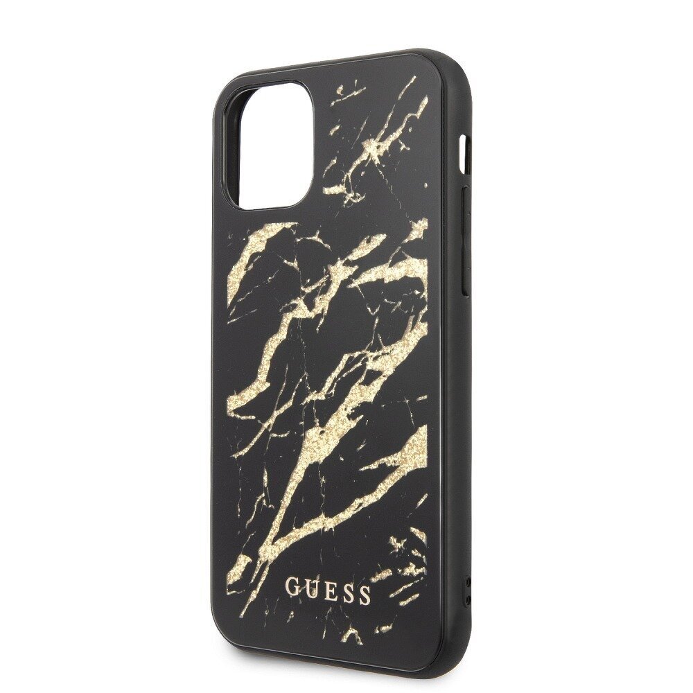 Guess Glitter Marble iPhone 11 Pro, juodas kaina ir informacija | Telefono dėklai | pigu.lt