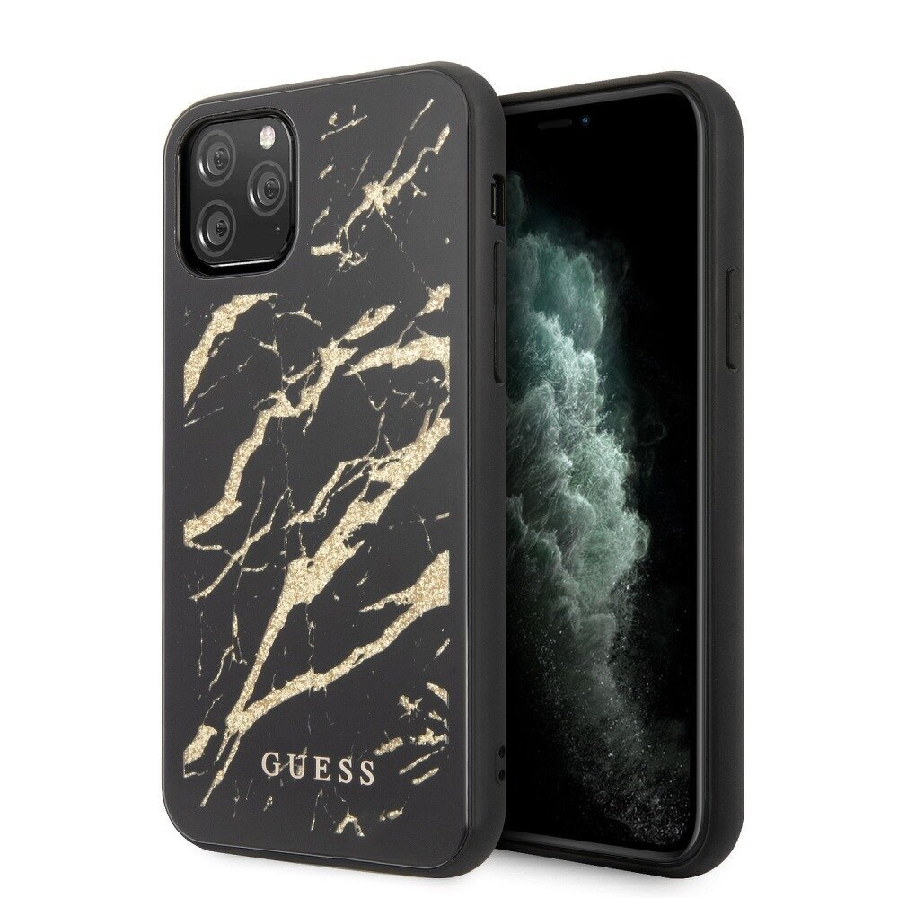 Guess Glitter Marble iPhone 11 Pro, juodas kaina ir informacija | Telefono dėklai | pigu.lt