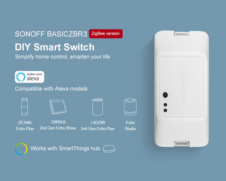 Išmanusis jungiklis Sonoff BASICZBR3, 2200W, 230VAC, valdomas programėle, Wi-Fi, ZigBee, galimybė valdyti balsu, DIY režimas цена и информация | Apsaugos sistemos, valdikliai | pigu.lt