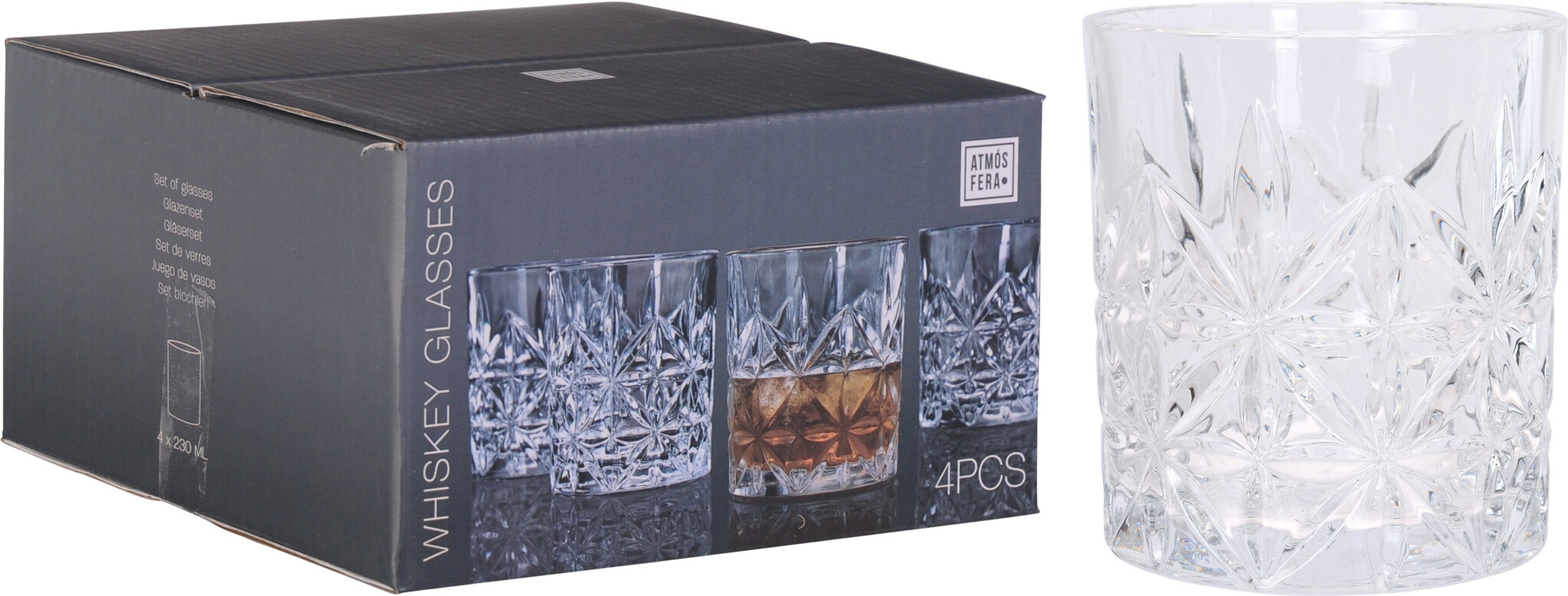 Atmos Fera stiklinės viskiui, 4 vnt. цена и информация | Taurės, puodeliai, ąsočiai | pigu.lt