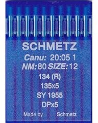 Набор игл для промышленных швейных машин «Schmetz» 134(R) № 80 10 шт.  цена и информация | Принадлежности для шитья | pigu.lt