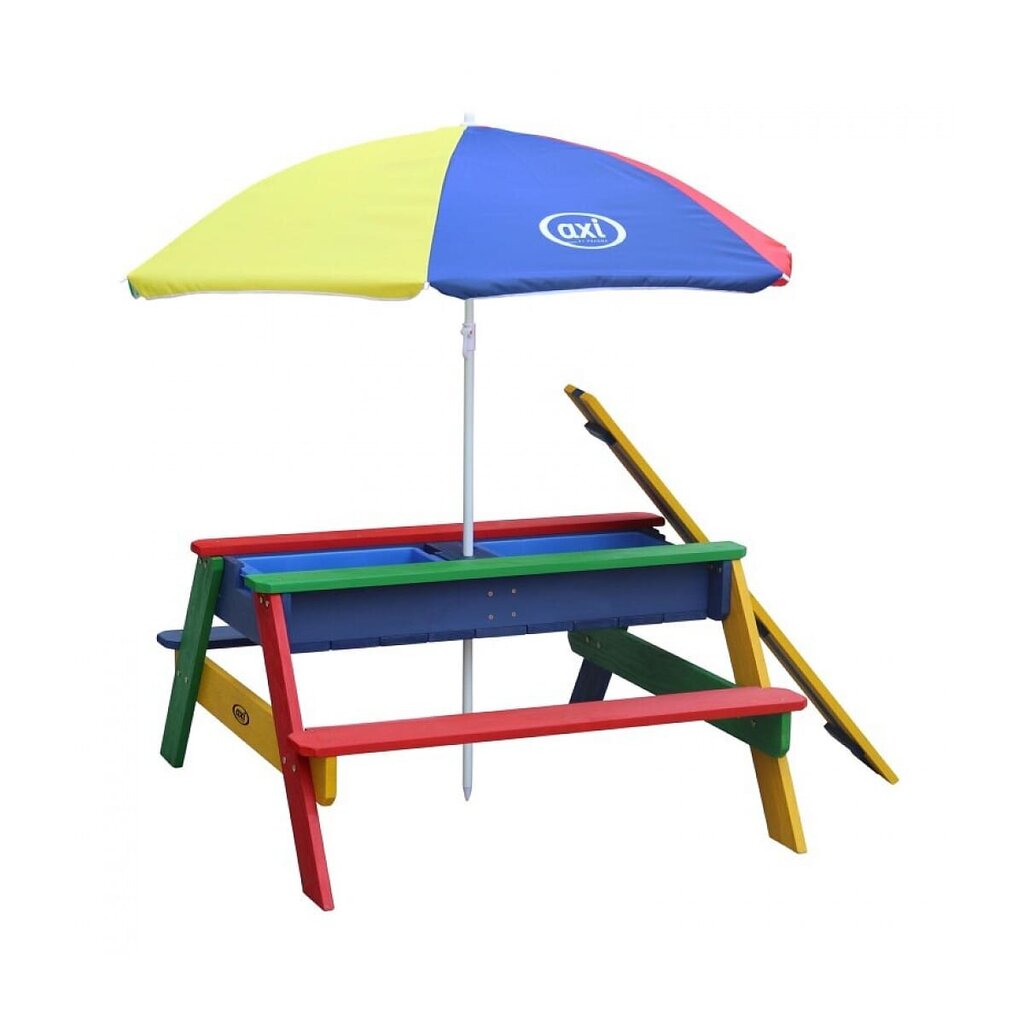 Iškylų ir žaidimo stalas su skėčiu Axi Nick Rainbow цена и информация | Vaikų žaidimų nameliai | pigu.lt