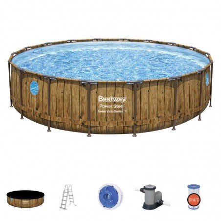 Karkasinis baseinas Bestway Power Steel Swim Vista 549x122 cm, su filtru, цена и информация | Baseinai | pigu.lt