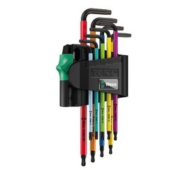 Набор штифтовых ключей Wera BlackLaser Multicolour 957/9 TORX, 9 шт. TX8-TX40 цена и информация | Механические инструменты | pigu.lt