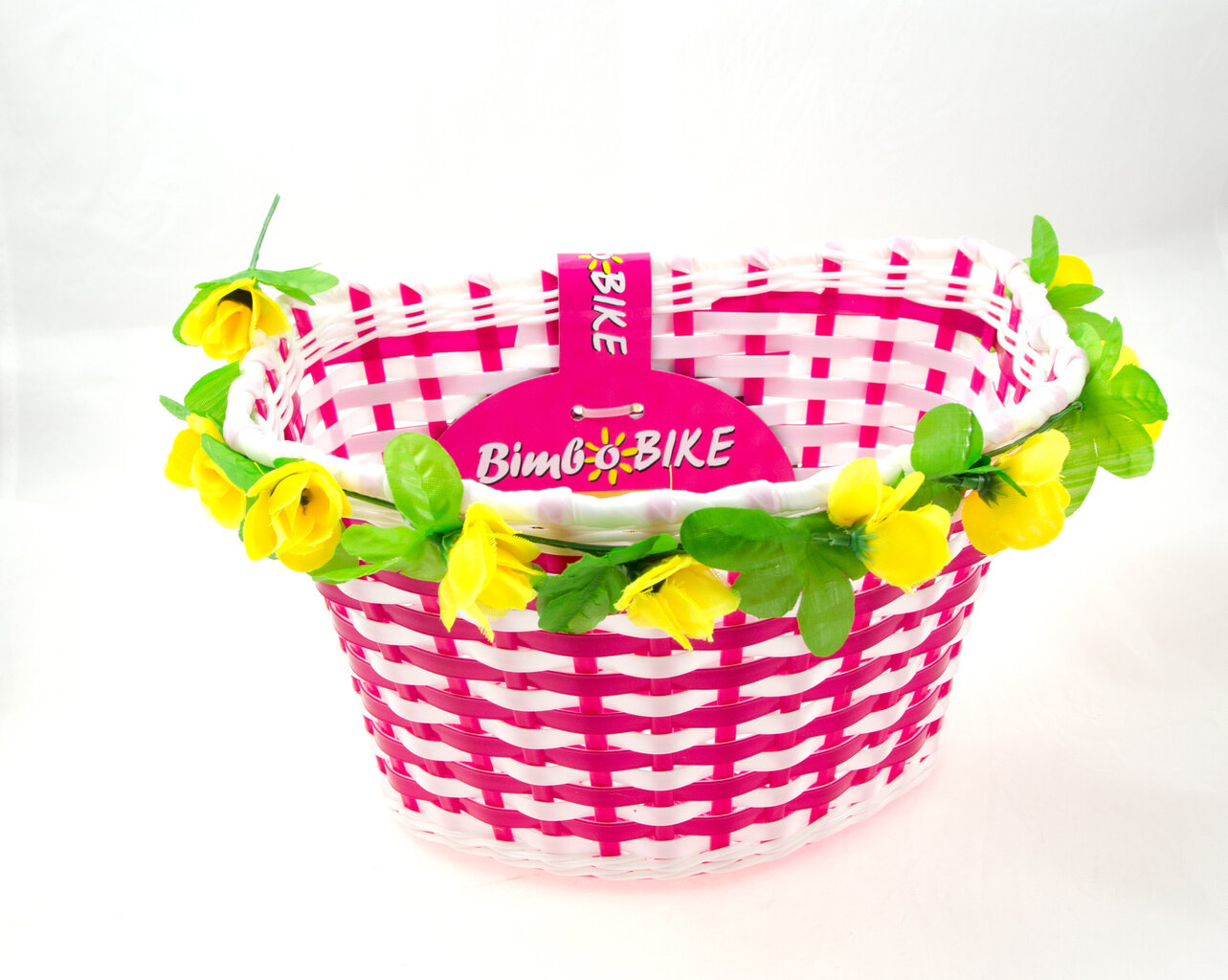 Dviračio krepšys Bimbo Bike, rožinis, puoštas gėlėmis kaina ir informacija | Krepšiai, telefonų laikikliai | pigu.lt