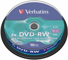 Диски DVD-RW Verbatim 43552 цена и информация | Виниловые пластинки, CD, DVD | pigu.lt