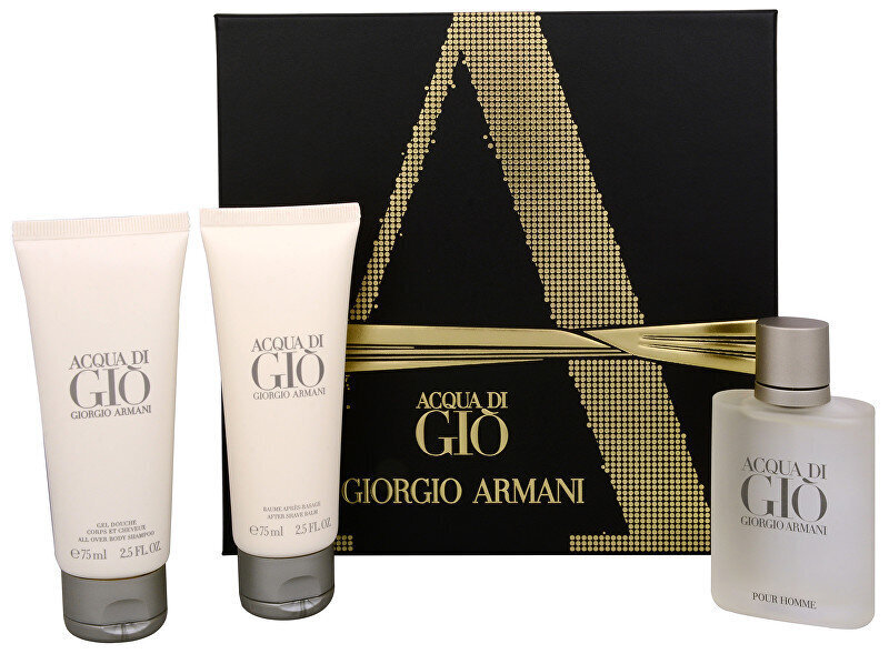 Rinkinys vyrams Giorgio Armani Acqua di Gio Pour Homme: EDT 50 ml + dušo želė 75 ml + balzamas po skutimosi 75 ml kaina ir informacija | Kvepalai vyrams | pigu.lt