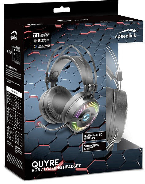 Speedlink headset Quyre RGB 7.1, black (SL-860006-BK) kaina ir informacija | Ausinės | pigu.lt