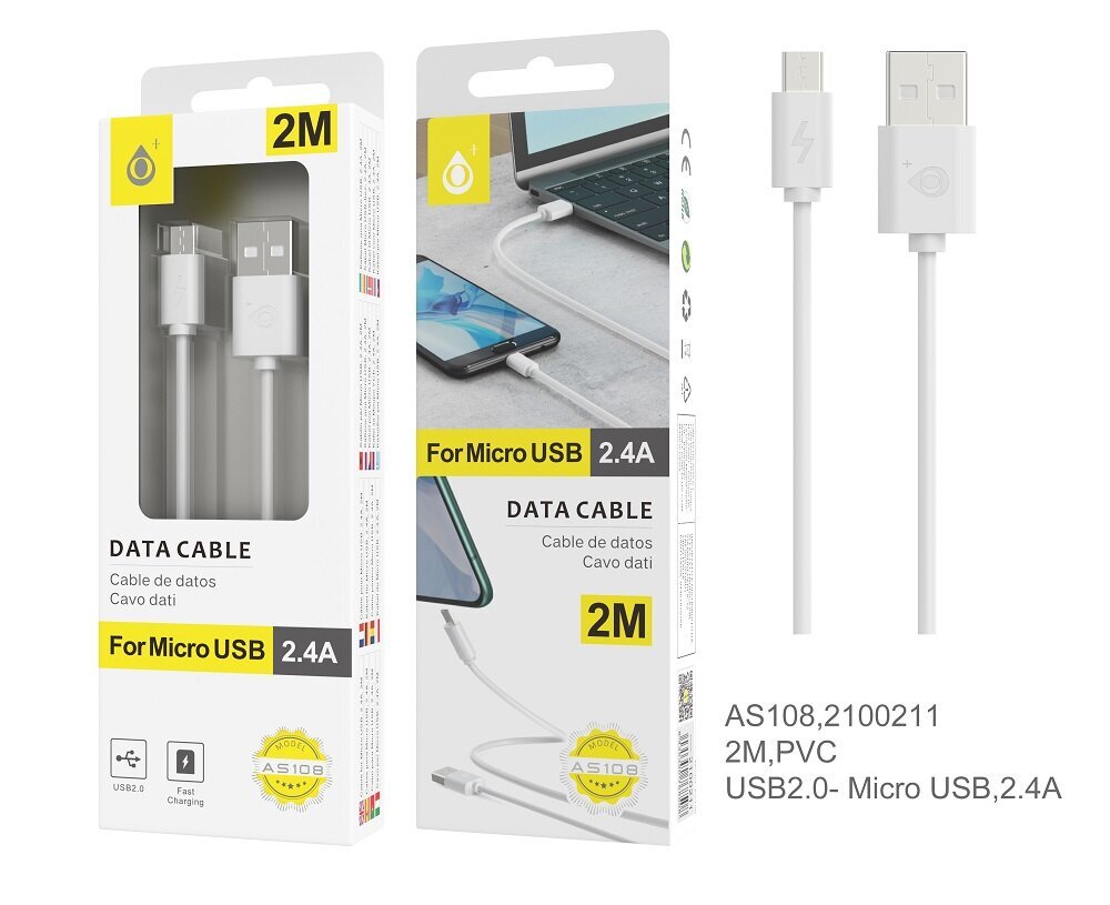 Laidas USB-micro USB 2m 2.4A OnePlus baltas цена и информация | Laidai telefonams | pigu.lt