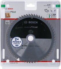 Medienos pjūklo diskas Bosch, 190x30x60z kaina ir informacija | Pjūklai, pjovimo staklės | pigu.lt