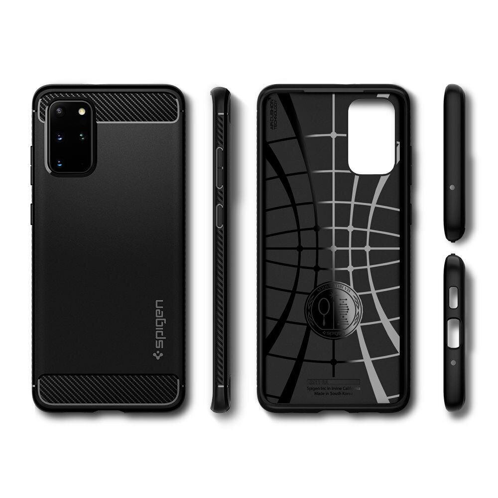 Telefono dėklas Spigen Rugged Armor Galaxy S20+ Plus Matte Black kaina ir informacija | Telefono dėklai | pigu.lt