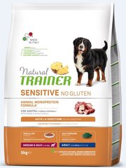 Natural Trainer Sensitive No Gluten для собак средних и крупных пород с утятиной 3кг цена и информация | Сухой корм для собак | pigu.lt