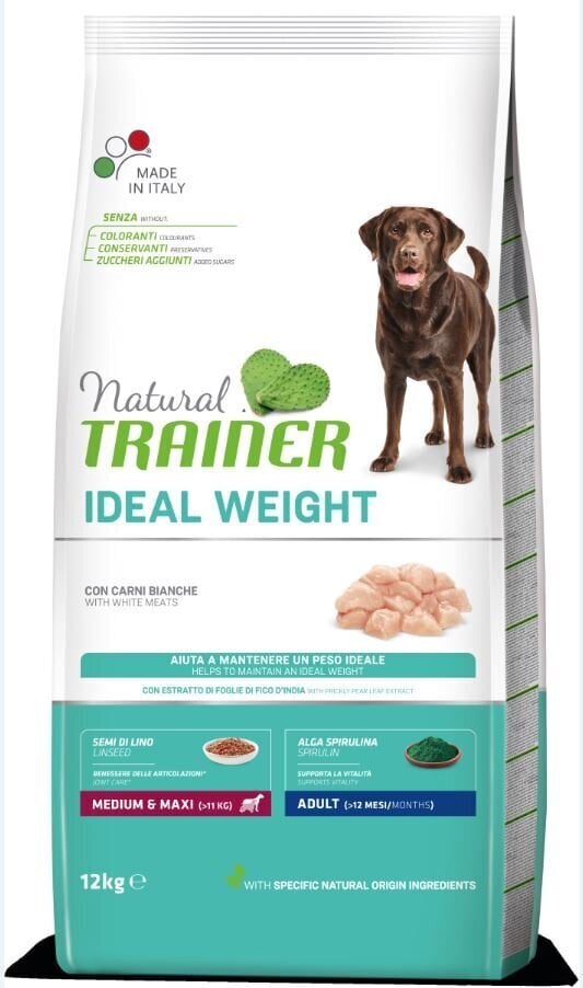 Natural Trainer Ideal Weight vidutinių ir didelių veislių šunims su balta mėsa 12kg kaina ir informacija | Sausas maistas šunims | pigu.lt