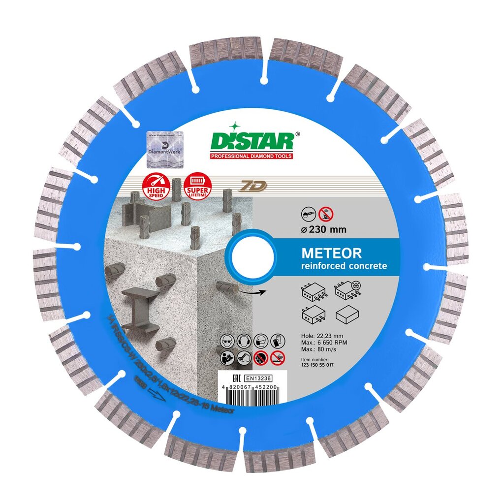 Deimantinis diskas akmeniui Distar Meteor 125x2.2x12x22.23 kaina ir informacija | Mechaniniai įrankiai | pigu.lt