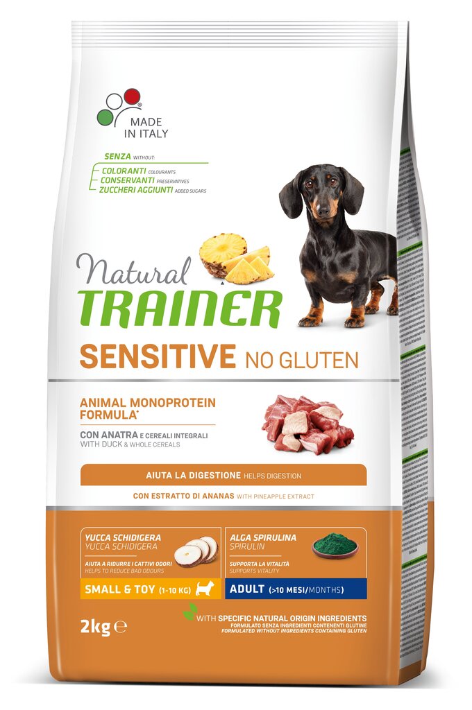 Natural Trainer Sensitive No Gluten mažų ir itin mažų veislių šunims su antiena 2kg kaina ir informacija | Sausas maistas šunims | pigu.lt