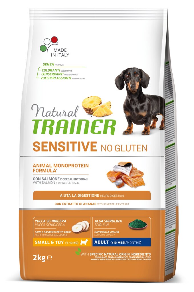 Natural Trainer Sensitive No Gluten mažų ir itin mažų veislių šunims su lašiša 2kg цена и информация | Sausas maistas šunims | pigu.lt