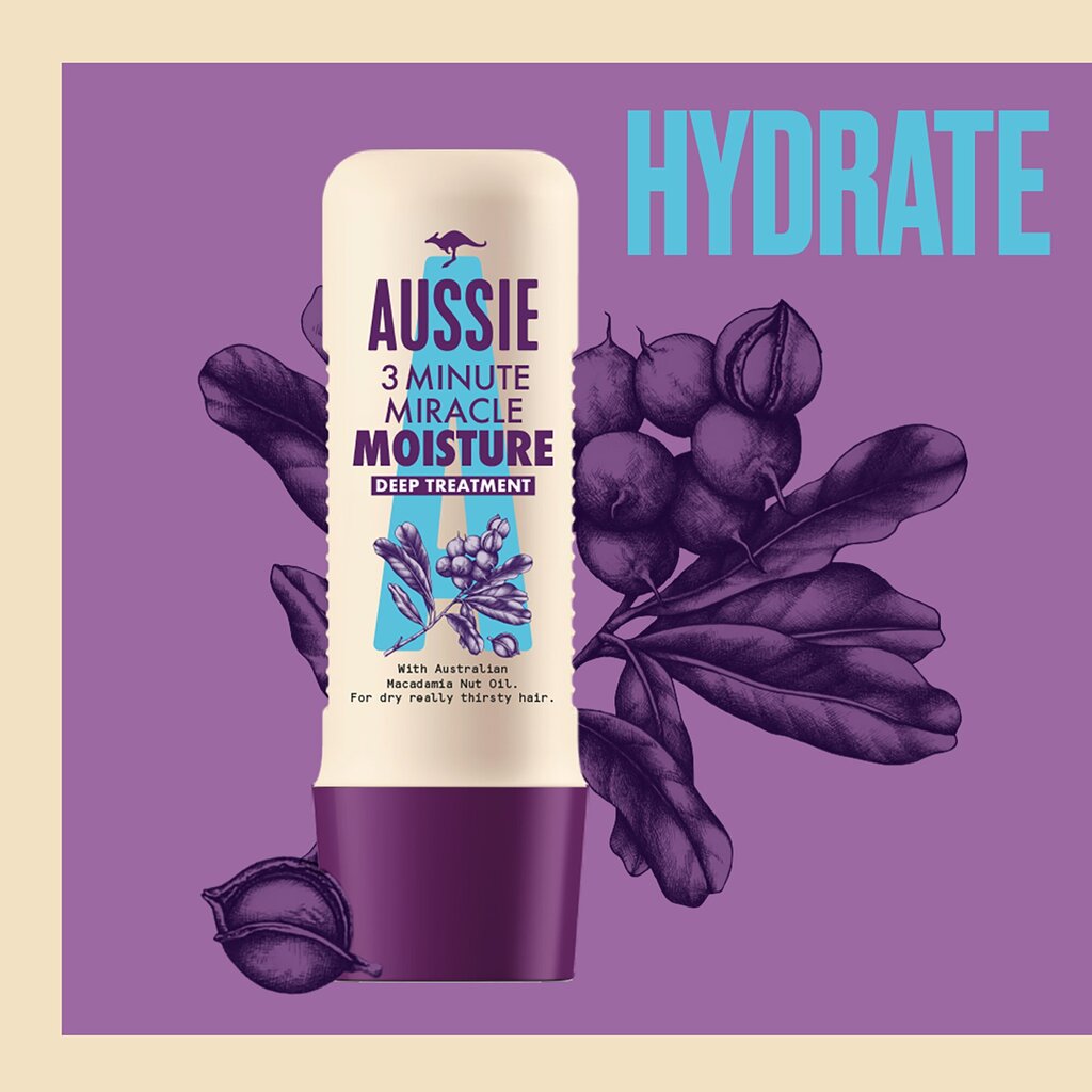 Drėkinanti plaukų kaukė Aussie 3Minute Miracle Moisture 250 ml kaina ir informacija | Priemonės plaukų stiprinimui | pigu.lt