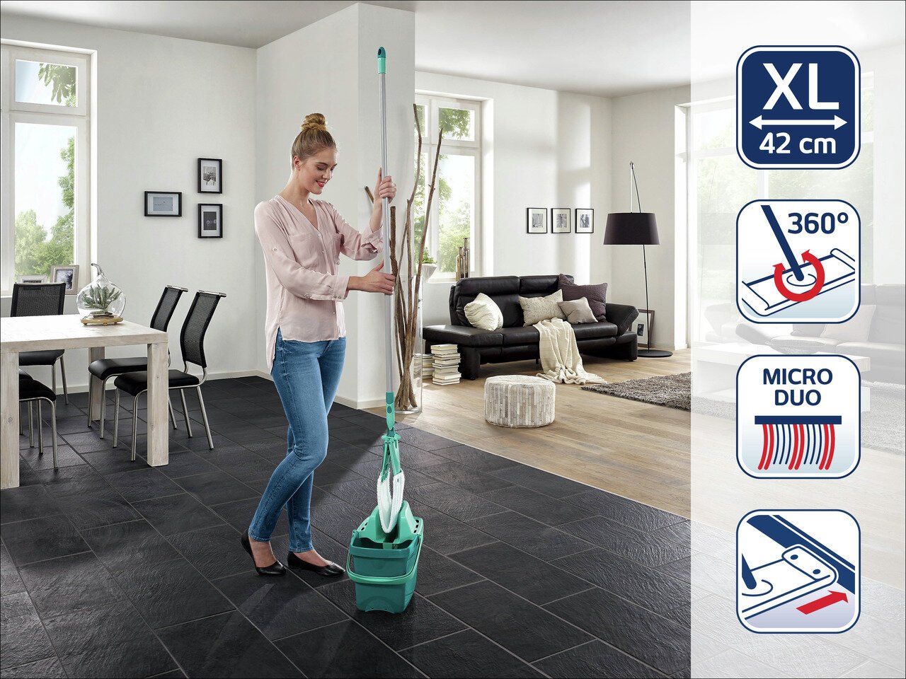 Leifheit Combi XL grindų plovimo rinkinys цена и информация | Valymo reikmenys ir priedai | pigu.lt