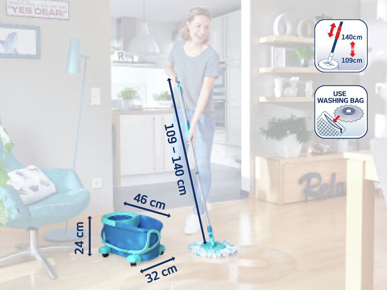 Leifheit grindų valymo rinkinys Clean Twist Disc Mop kaina ir informacija | Valymo reikmenys ir priedai | pigu.lt