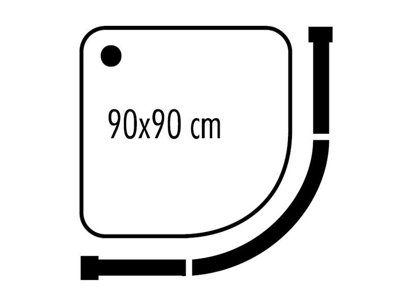 Dušo užuolaidų strypas Ova-Rondo 90x90cm baltas aliuminis kaina ir informacija | Vonios kambario aksesuarai | pigu.lt