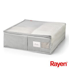 Dėžė antklodėms Premium, pilka, 65 x 55 x 20 cm kaina ir informacija | Pakabos, maišai drabužiams | pigu.lt