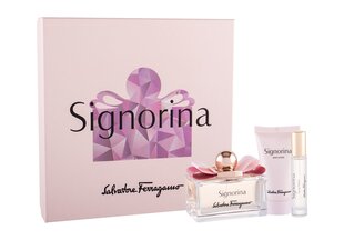 Rinkinys Salvatore Ferragamo Signorina: EDP moterims 100 ml + EDP moterims 10 ml + kūno losjonas 50 ml kaina ir informacija | Kvepalai moterims | pigu.lt