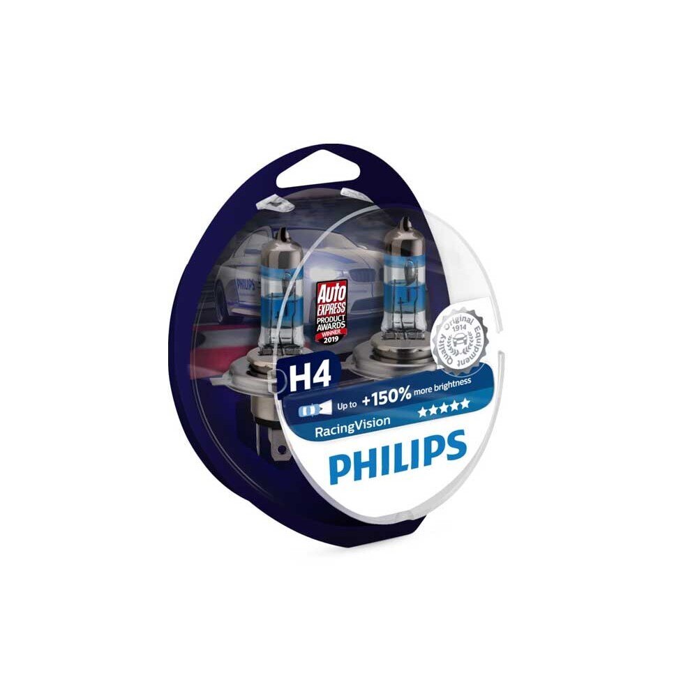 Philips H4 12V/60/55W +150% Racing Vision lempučių komplektas 12342RVS2 kaina ir informacija | Automobilių lemputės | pigu.lt
