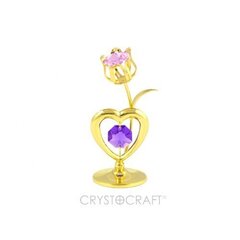 Сувенир "Сердце и роза" на подставке, с кристаллами SWAROVSKI цена и информация | Детали интерьера | pigu.lt