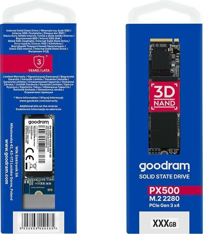 GoodRam SSDPR-PX500-01T-80 цена и информация | Vidiniai kietieji diskai (HDD, SSD, Hybrid) | pigu.lt