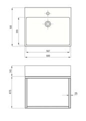 Praustuvas Deante Temisto su pakabinama konsole, 50x50 cm, CDTW6U5S, White/Nero цена и информация | Раковины | pigu.lt