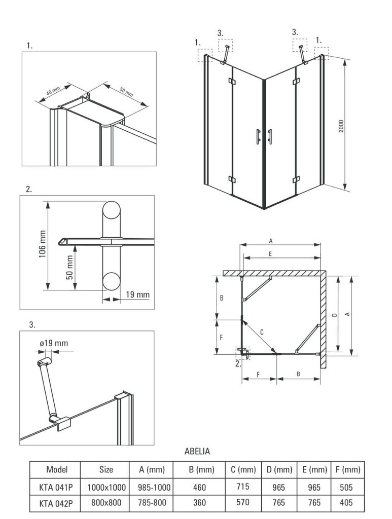 Deante dušo kabina Abelia 80x80, 90x90, 100x100cm, chrom kaina ir informacija | Dušo kabinos | pigu.lt