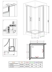 Deante квадратная душевая кабина Funkia 80x80, 90x90 см, Grey цена и информация | Душевые кабины | pigu.lt