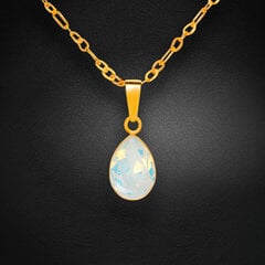 Sidabrinis kaklo papuošalas moterims DiamondSky Crystal Drop White Opal su Swarovski kristalais kaina ir informacija | Kaklo papuošalai | pigu.lt