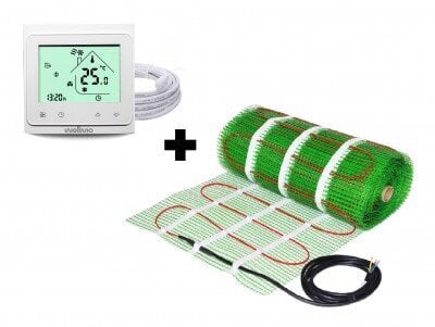 Grindinio šildymo tinklelis Wellmo MAT (dydis 3,5m2) + programuojamas termostatas Wellmo WTH-51.36 NEW kaina ir informacija | Grindų ir veidrodžių šildymo kilimėliai | pigu.lt